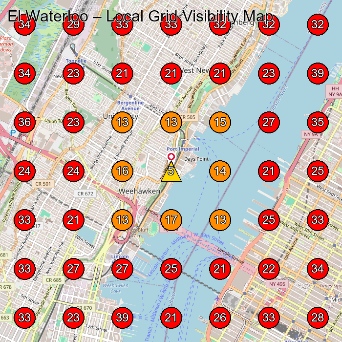 El Waterloo GeoGrid visibility map for Tienda De Ropa in West New York